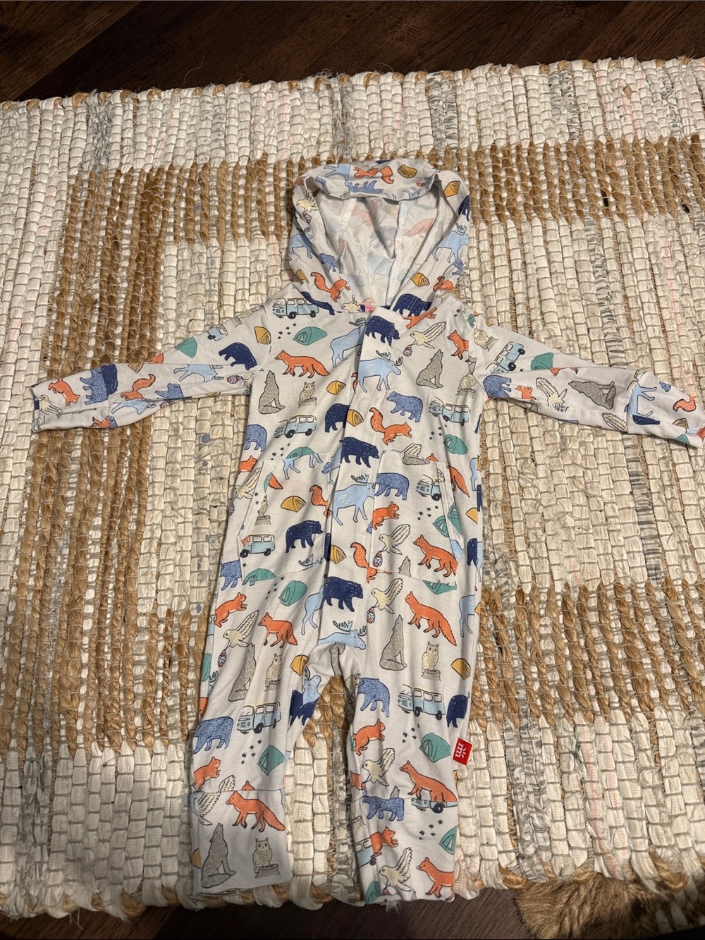 Magnetic Me Hooded One-Piece Romper with Animal Print